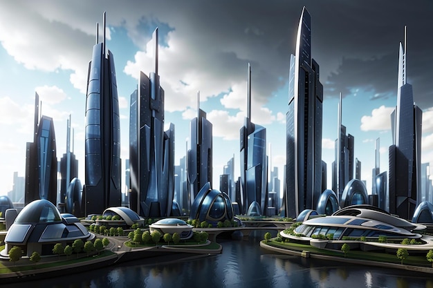 Organic SciFi City Arquitetura 3D futurista