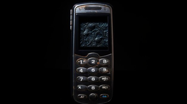 Organic Stone Carving-inspiriertes Handy auf schwarzem Hintergrund