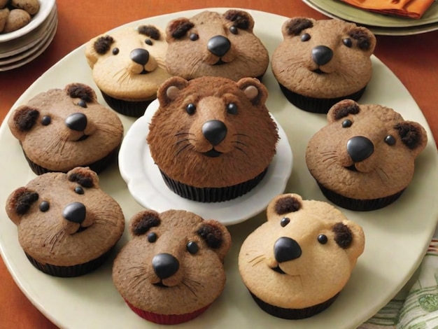 Organice un almuerzo con alimentos en forma de marmota o golosinas con temática de invierno Podría tener galletas en forma demarmota pasteles con diseños de sombras y otros platos creativos