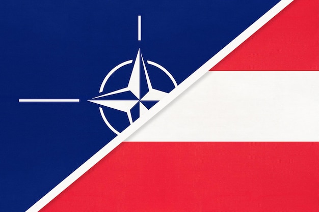 Organisation des Nordatlantikvertrags oder NATO vs Österreich nationale Stoffflagge
