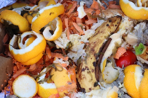 Organische Abfälle und Lebensmittelreste, die bereit sind, nützlich kompostiert und recycelt zu werden