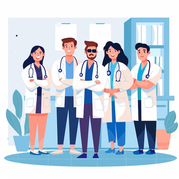 Organische flache Ärzte und Krankenschwestern Illustration