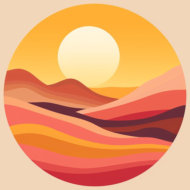 Organische Sonnenuntergangslandschaft Vektorillustration mit lebendigen Farben