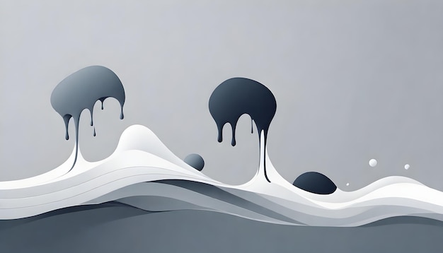 Organischer flüssiger Hintergrund Flüssige Textur Digitale Malerei Illustration Graues Farbdesign