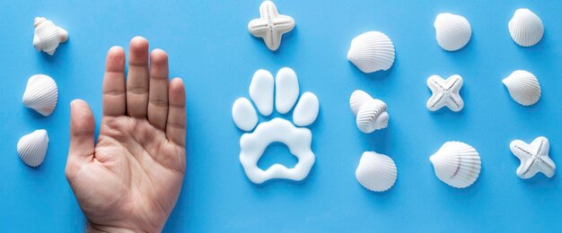 Foto organizando uma sessão de artesanato com tema de praia para cães e seus donos