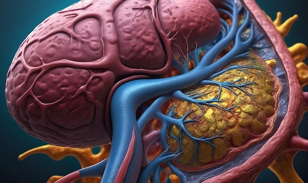 órganos enfermos órgano con signos obvios de hinchazón cáncer