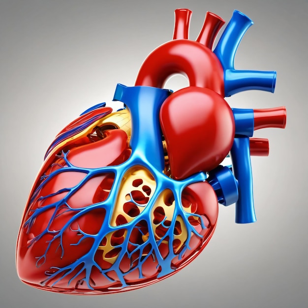 Foto Órganos internos del corazón humano en 3d con vasos sanguíneos ciencia médica imagen libre