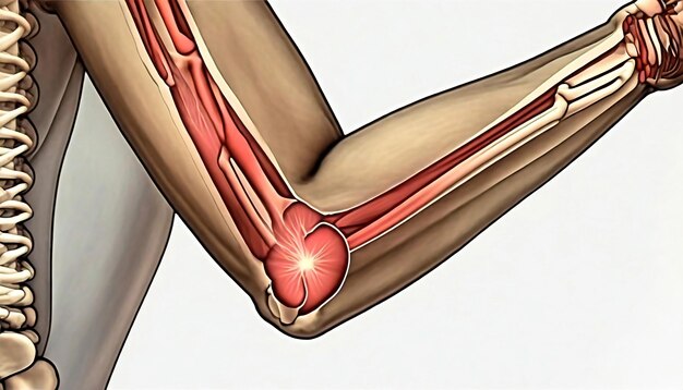 Foto Órgão vital destaca a estrutura do cotovelo humano em silhueta de ia gerativa