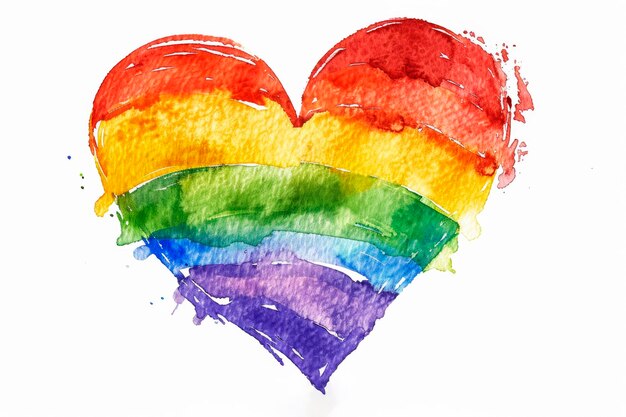Foto orgulho arco-íris forma de coração aquarela
