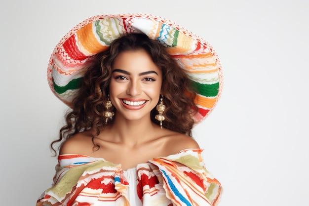 Orgulho Cultural Mulher Mexicana Sorridente Abraçando Sua Pátria IA Gerativa