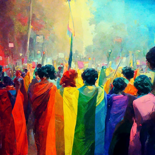 Orgulho gay linda ilustração animada. marcha do orgulho.