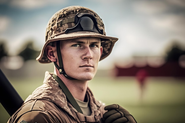 Orgulhoso retrato de soldado do exército Rede neural gerada por IA