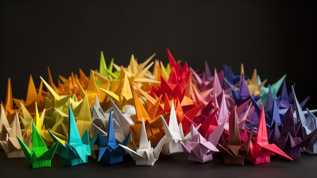 Orgullo artesanal Un arcoíris de grullas de origami