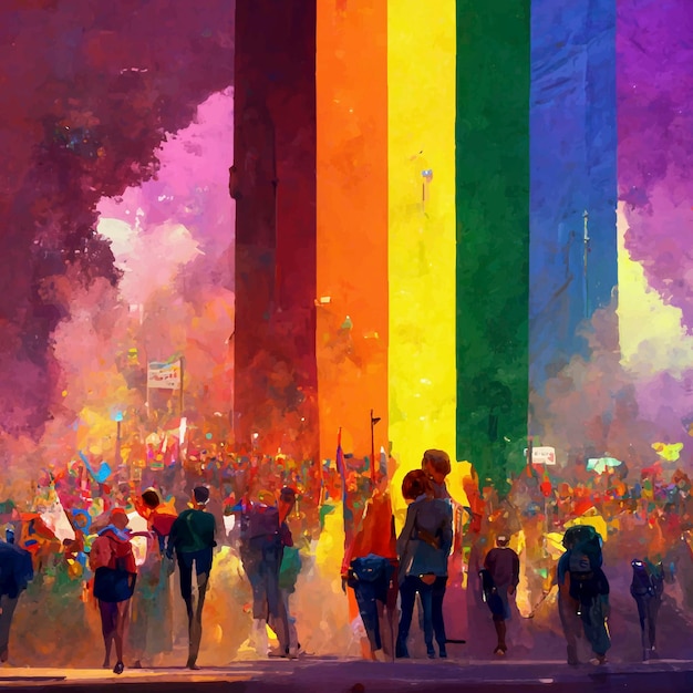 Orgullo gay hermosa ilustración animada marcha del orgullo