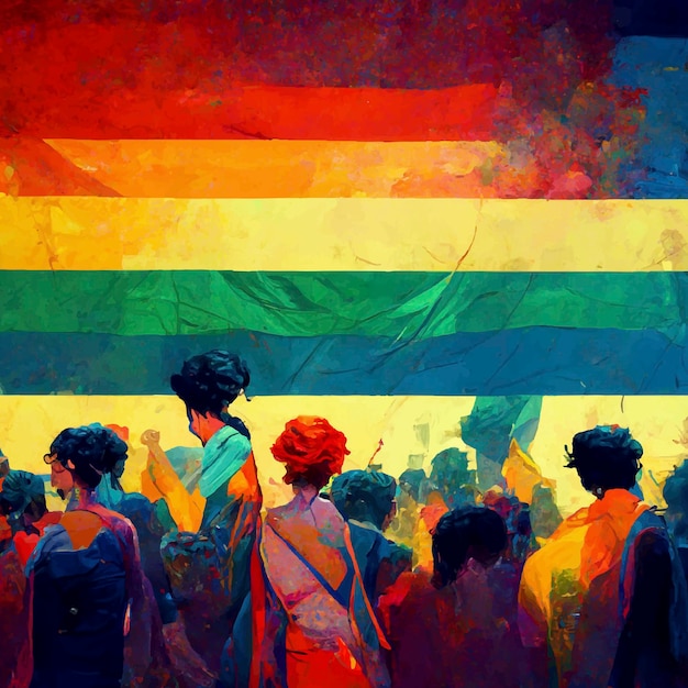 Orgullo gay hermosa ilustración animada marcha del orgullo