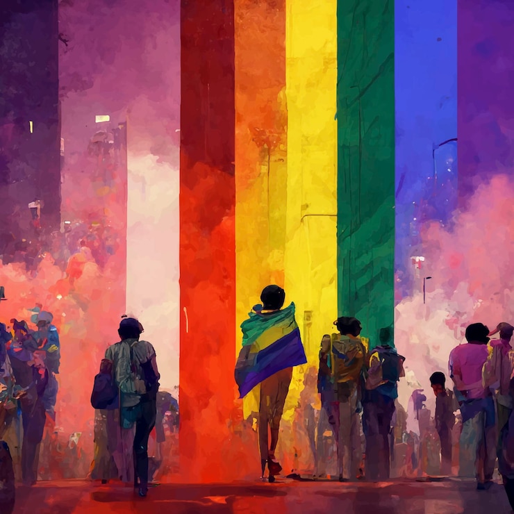 Foto orgullo gay hermosa ilustración animada marcha del orgullo