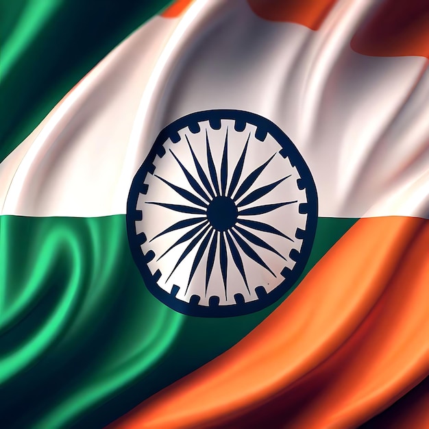 Orgullo patriótico Ilustración 3D de la textura de la bandera de la India ondeando