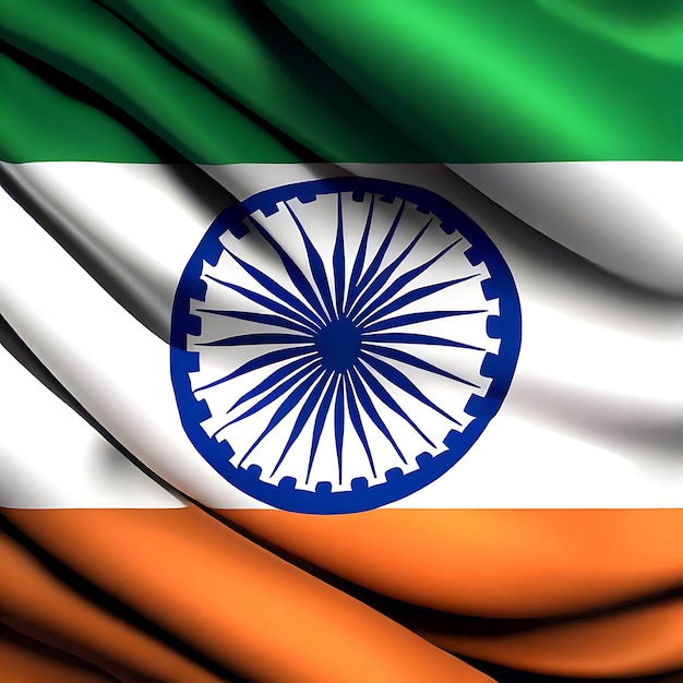 Orgullo patriótico Ilustración 3D de la textura de la bandera de la India ondeando