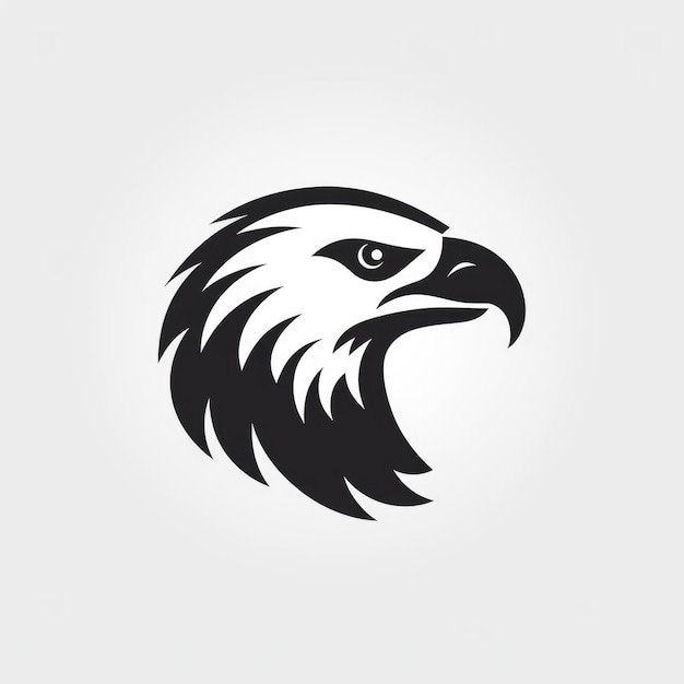 Orgulloso y juguetón Un elegante y minimalista logotipo de águila en blanco y negro llamativo