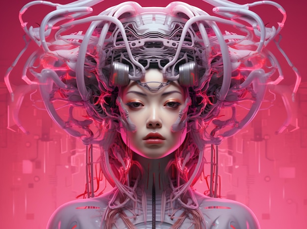 Oriental D-Girl virtuelle Nudeln im Stil der surrealistischen Robotik