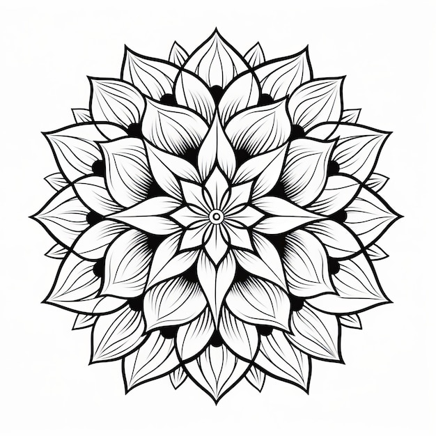 Oriental Mandala komplizierte schwarze Tinte Blumen Malseite