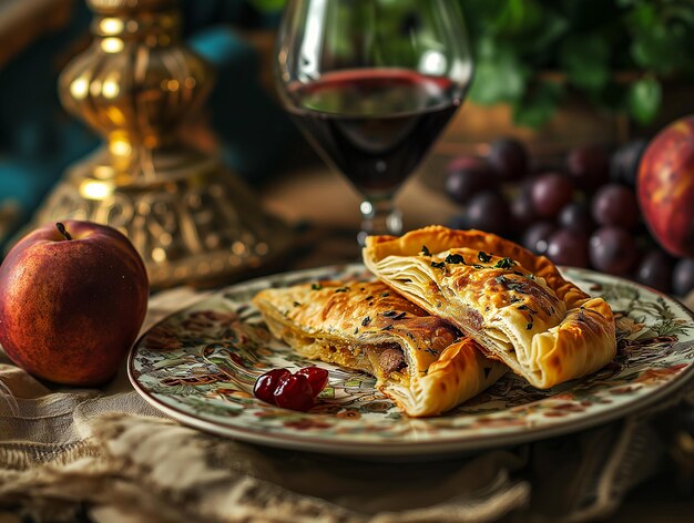 Orientalisches Gericht Traditionelles türkisches Gebäck, eingewickelt in Phyllo. Türkischer Name Gul Boregi oder Gul Borek