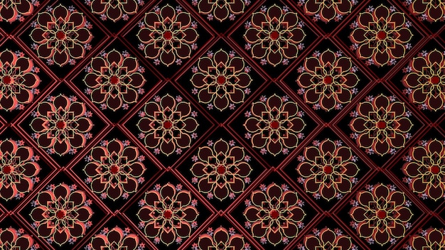 Orientalisches Ornament schöne Blumenverzierung 3D-Rendering