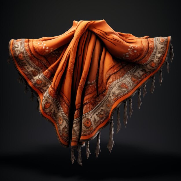 Orientalismo realista renderização 3D hiperdetalhada de um lenço laranja