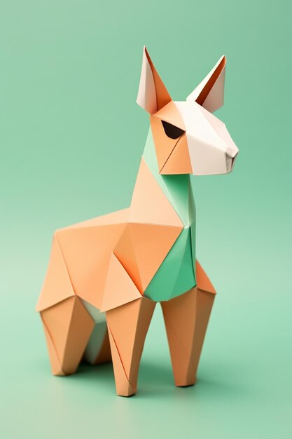 Foto origami animal en el estilo del minimalismo contemplativo naranja claro y playstation 5