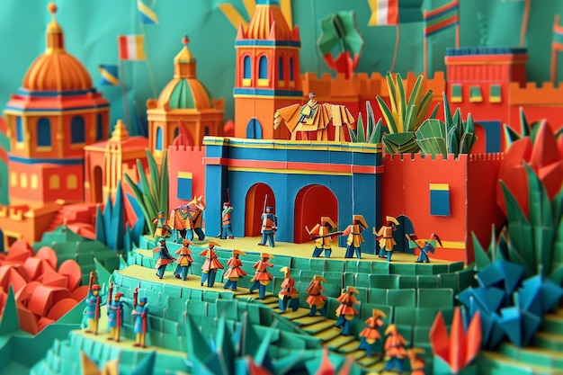 Origami Cidade de Papel Cinco de Maio Alegria Festiva Essência