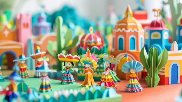 Origami Cidade de Papel Cinco de Maio Alegria Festiva Essência