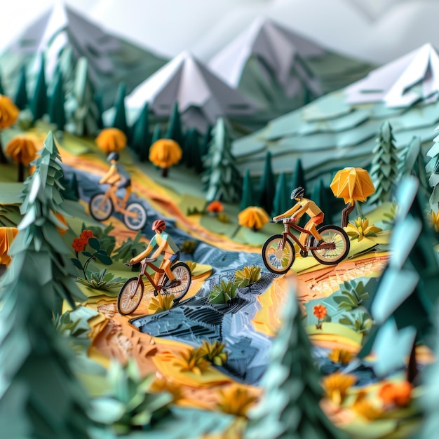 Origami Ciudad de Papel Esencia de la Aventura de la Montaña de Verano