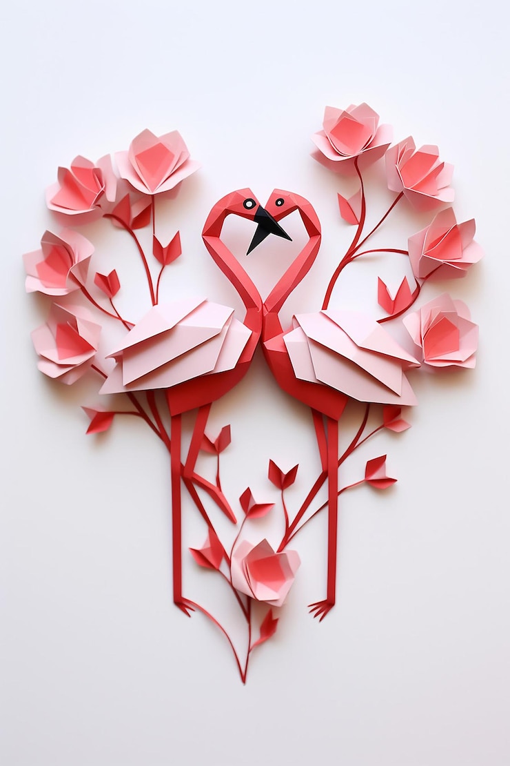 Foto origami conceptual para el día de san valentín