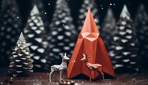 Foto origami de conceito de natal