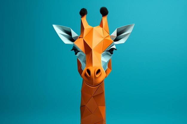 Foto origami de girafa no estilo do minimalismo contemplativo laranja claro e playstation 5