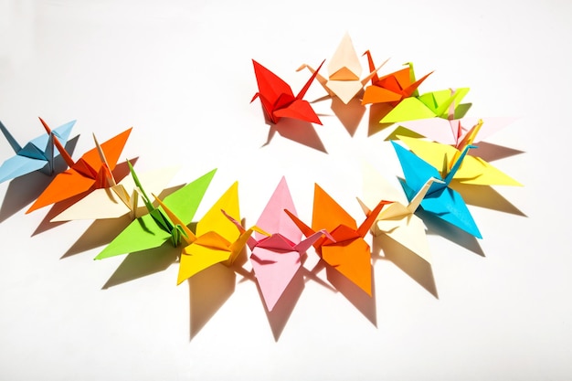 Foto origami de las grullas de papel