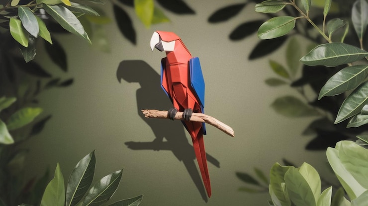 Foto un origami de papel de un pájaro paloma blanco