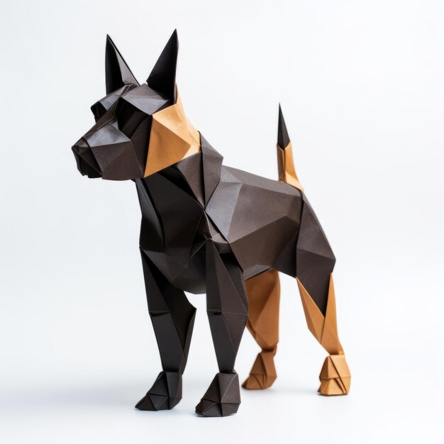 Origami Paper Dog Diseño geométrico moderno con colores llamativos