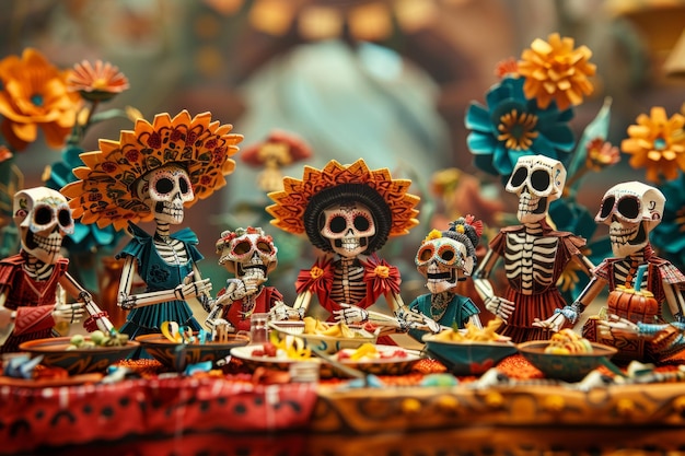 Foto origami papierstadt familienversammlung für da de los muertos essenz