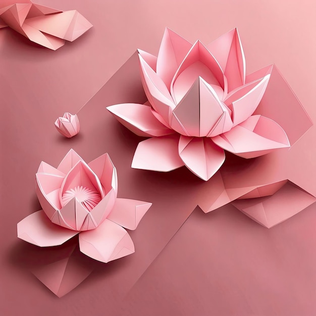 Origami planta flor rosa gerativa ai