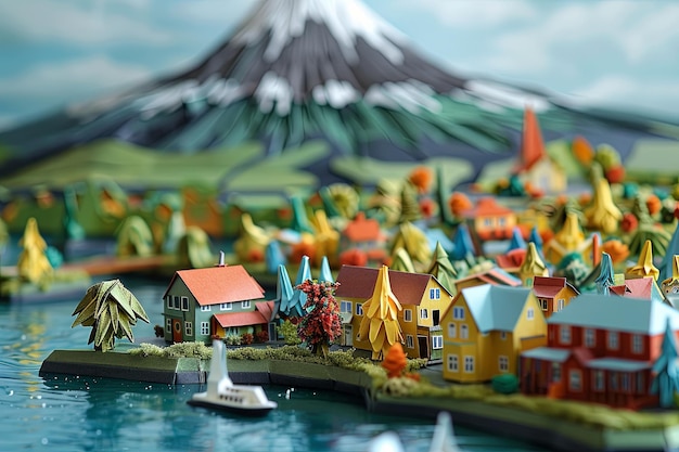 Foto origami puerto varas osorno volcán y el lago llanquihue