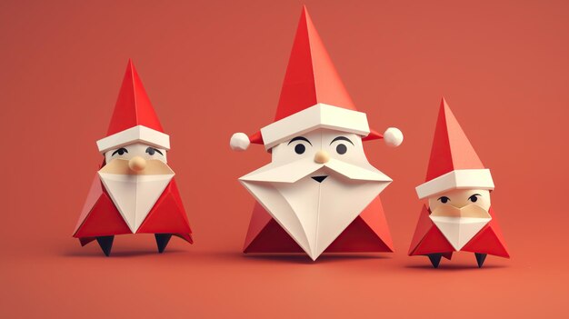 Origami-Weihnachtsmann-Figuren, KI-generiert