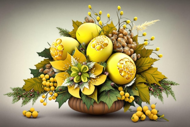 Original ramo festivo de fragantes y delicadas flores amarillas como caramelos