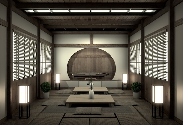 Original Zimmer im japanischen Stil, Showa-Ära, Design mit den besten japanischen Raumdesignern. 3D-Rendering