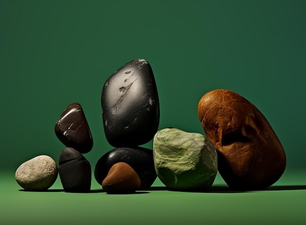 Originalfarbige Steine im Hintergrund in Gleichgewichtsposition