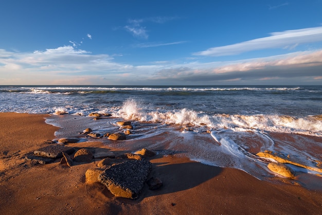 Orilla del mar al atardecer