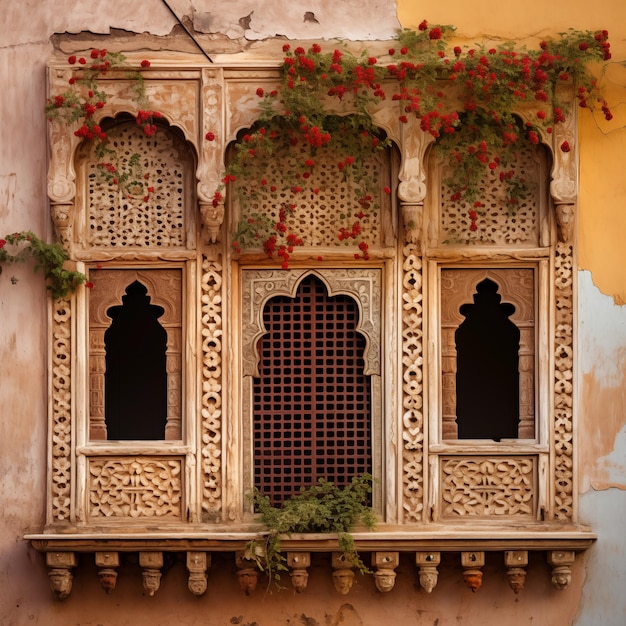 Ornament-Gitterfenster in Indien