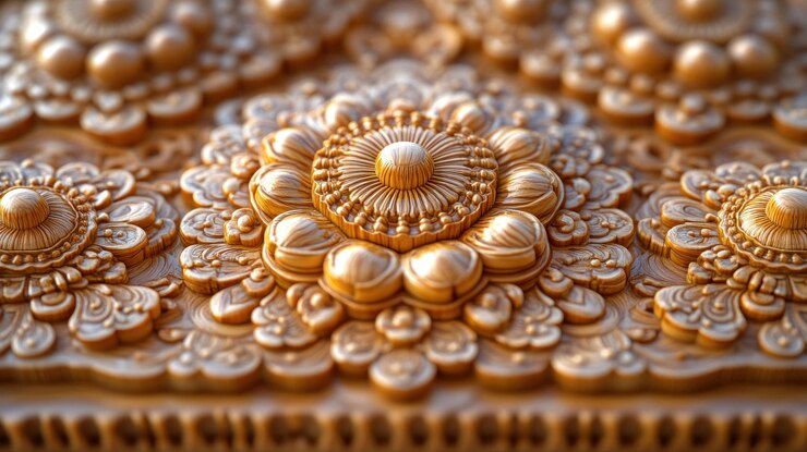 Ornamentadas tallas de madera detallados patrones florales textura dorada