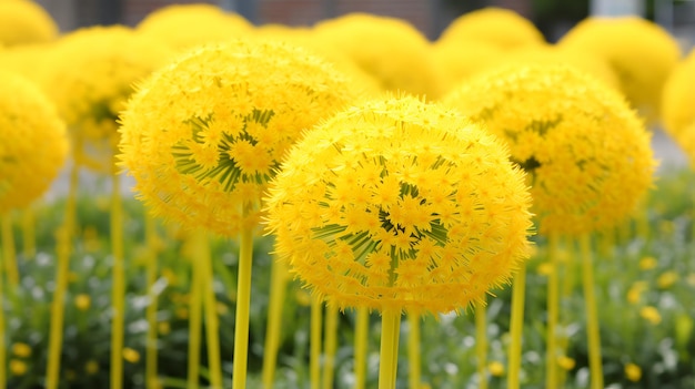 Ornamental cebolla flores de fantasía amarillas nombre latino Allium fantasía amarilla