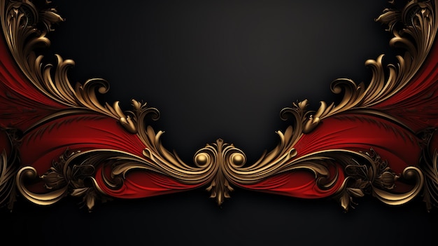 ornamental dorado y rojo sobre fondo negro